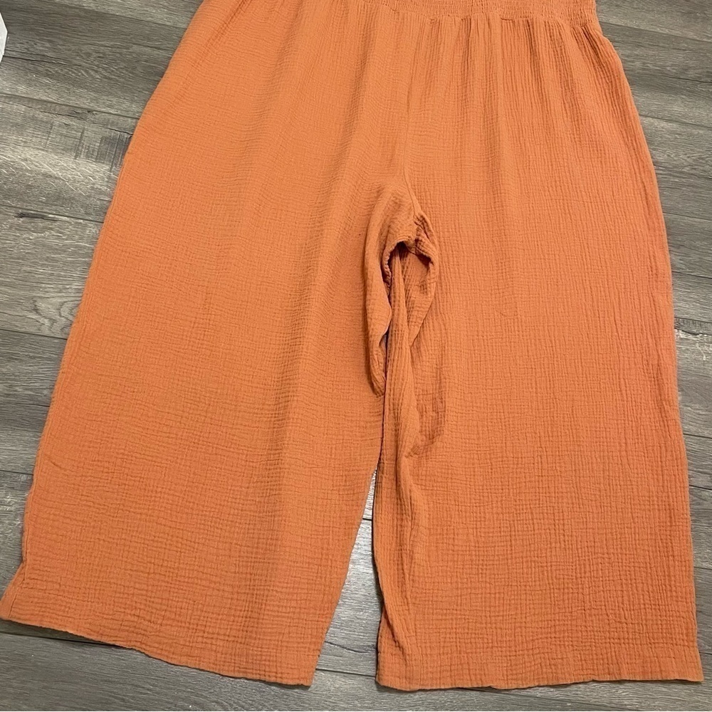 Madewell Lightspun Lucie Flutter Sleeve Jumpsuit Womens Orange Gauze Knit Sz 26W - Picture 5 of 11